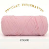 Pink thick polyester blended yarn wound into a skein for crafting