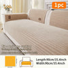 A beige minimalist anti-slip sofa cushion shown on a white sofa, with dimensions provided.