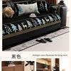 Black sofa mat cover featuring a Christmas deer pattern with blue and white accents.