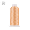 A roll of orange-colored polyester embroidery thread with a white core and plastic casing.