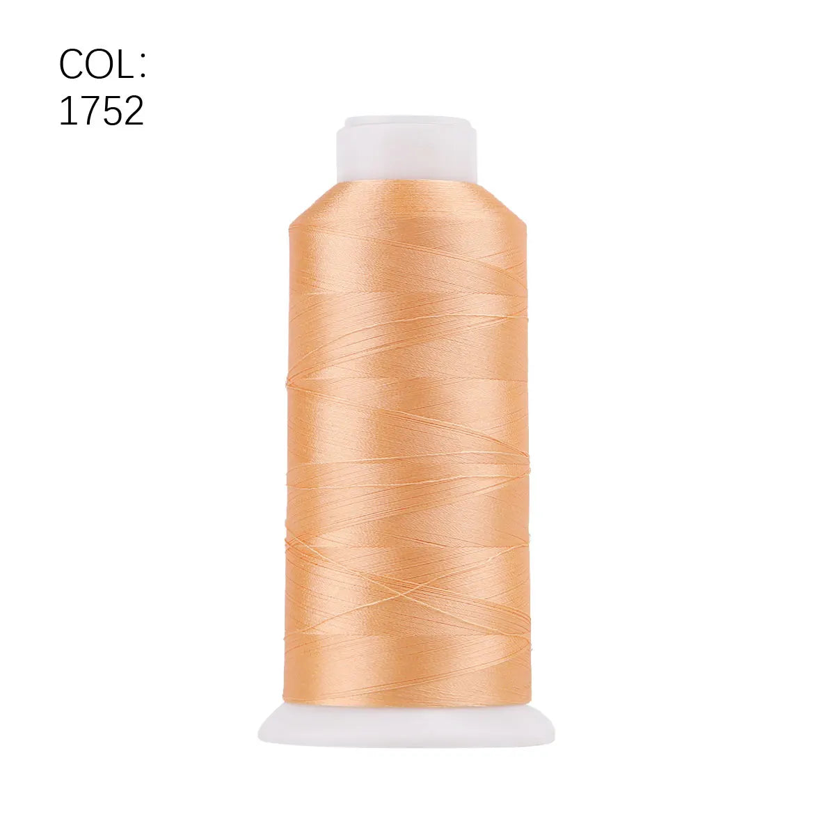 A roll of orange-colored polyester embroidery thread with a white core and plastic casing.
