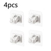 Four sets of nail-free adjustable curtain rod hooks for hanging curtains.