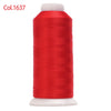 A spool of bright red embroidery thread labeled Col.1637