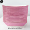 A stack of pink rectangle tablecloths, 10 pieces per stack, with dimensions 4.5cm x 12cm x 16.5cm.
