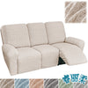 Light beige heavy-duty chenille recliner sofa slipcover with textured fabric detail