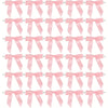 A pack of 50 satin ribbon twist tie bows in various shades of pink.