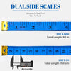 Dual side scales showing a 60 inch tape and a 150 cm tape for accurate body measurement