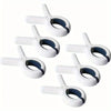 A set of heavy-duty plastic clothespins with rust-resistant springs in white and blue.