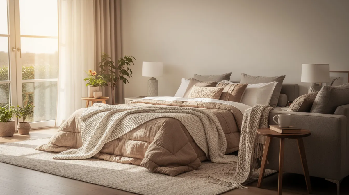 Soft bedding. Cozy throws.