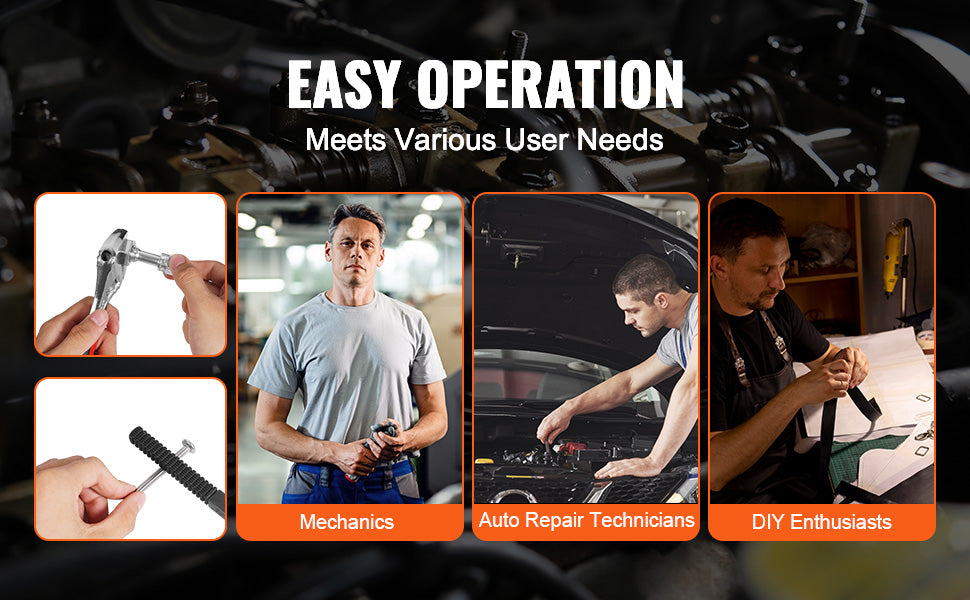 A collage showing various users, including mechanics, auto repair technicians, and DIY enthusiasts, using a multi-size thread